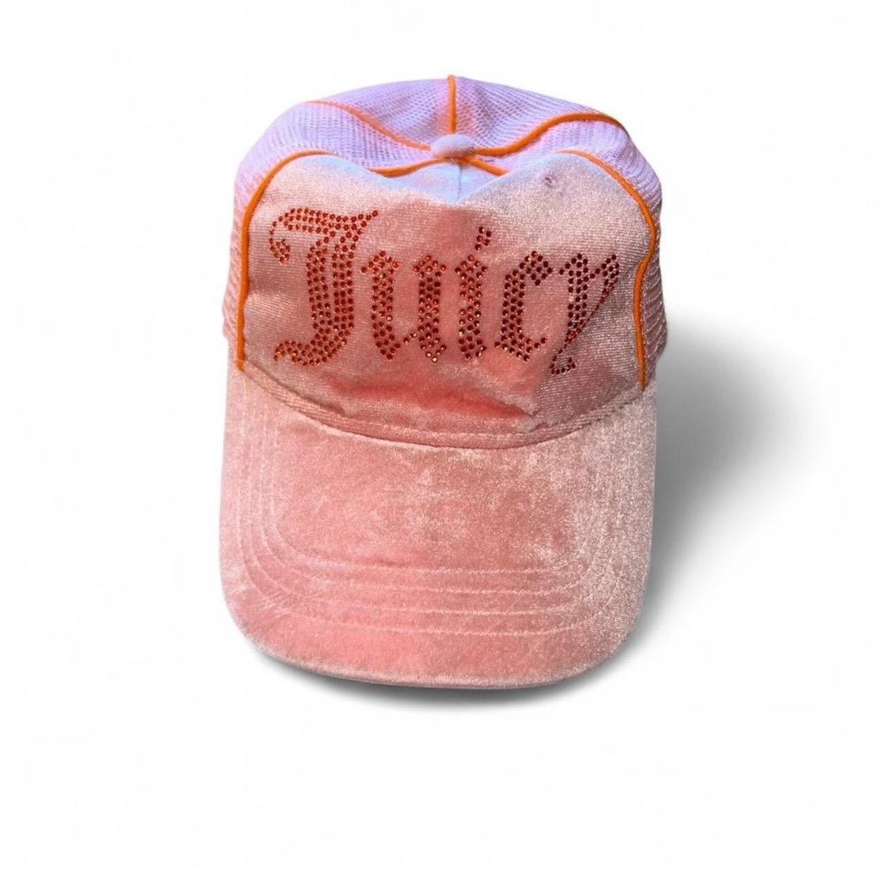 Y2K Juicy Couture Trucker Strap Back Cap Pink Velvet